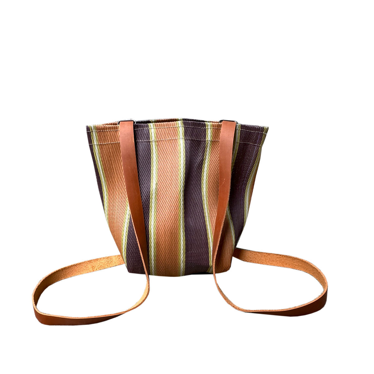 Mini Recycled Plastic Market Totepack in Plum and Orange  display picture 2