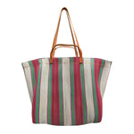 Load image into Gallery viewer, Large Recycled Plastic Market Tote Bag in Green, Red and Pink
