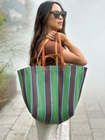 Load image into Gallery viewer, Green and Plum LG Market Bag
