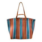 Load image into Gallery viewer, Large Recycled Plastic Market Tote Bag in Orange and Blue
