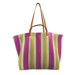 Load image into Gallery viewer, Large Recycled Plastic Market Tote Bag in Pink and Yellow
